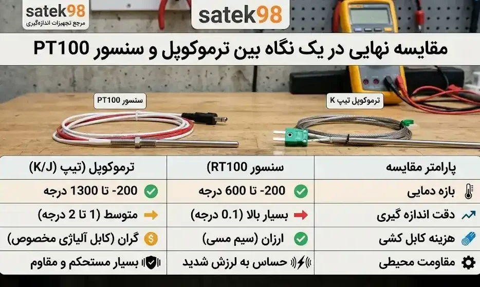 مقایسه ترموکوپل و سنسور PT100