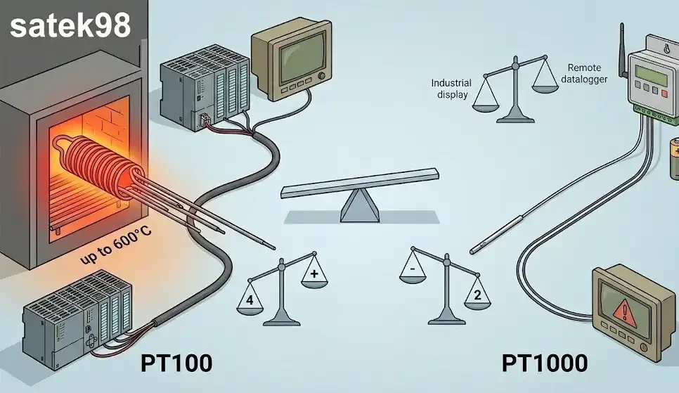 مزایا و معایب تفاوت سنسور PT100 و PT1000 ساتک 98